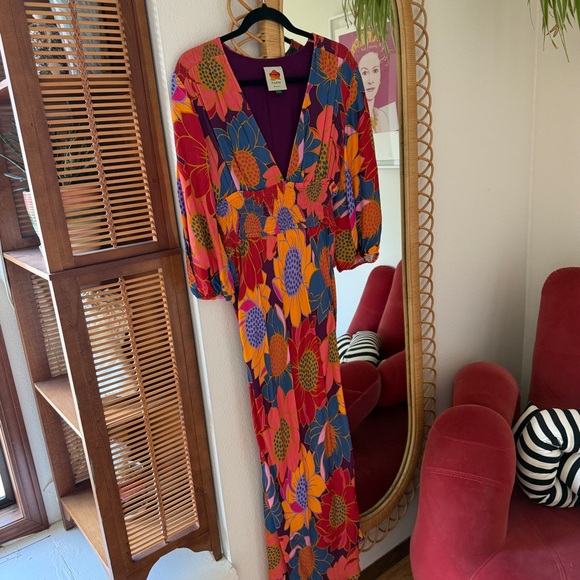 Farm Rio Floral Dots Midi Dress, size L - Picture 5 of 11